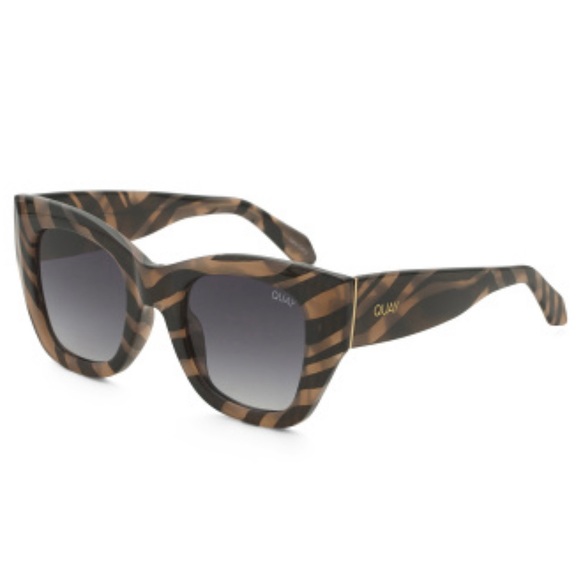 QUAY After Hours Bevel Sunglasses Zebra Stripe Frame Smoke Lenses Luxe Line - Picture 7 of 12